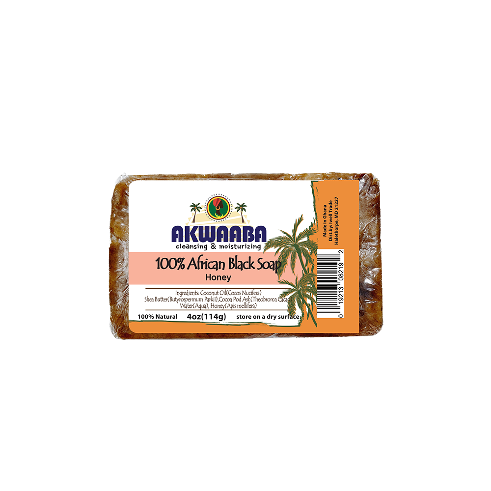 Akwaaba African Black Soap Bar (Honey) 4oz