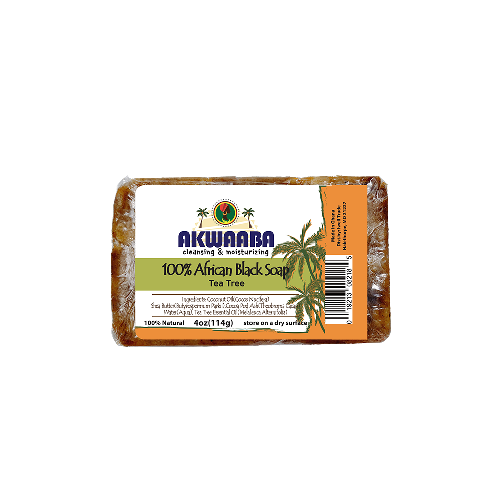 Akwaaba African Black Soap Bar (Teatree) 4oz