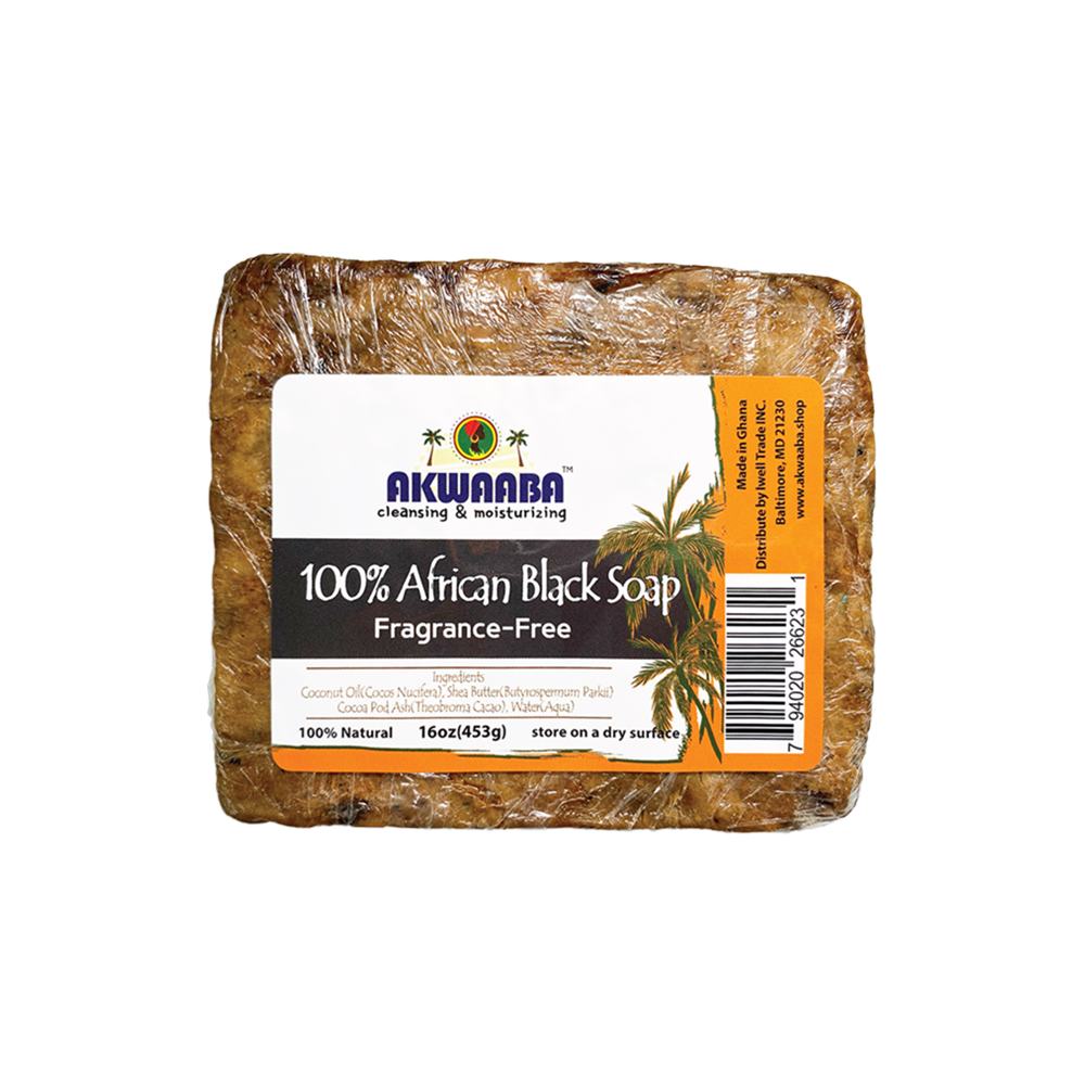 Akwaaba African Black Soap Bar (Fragrance Free) 4oz