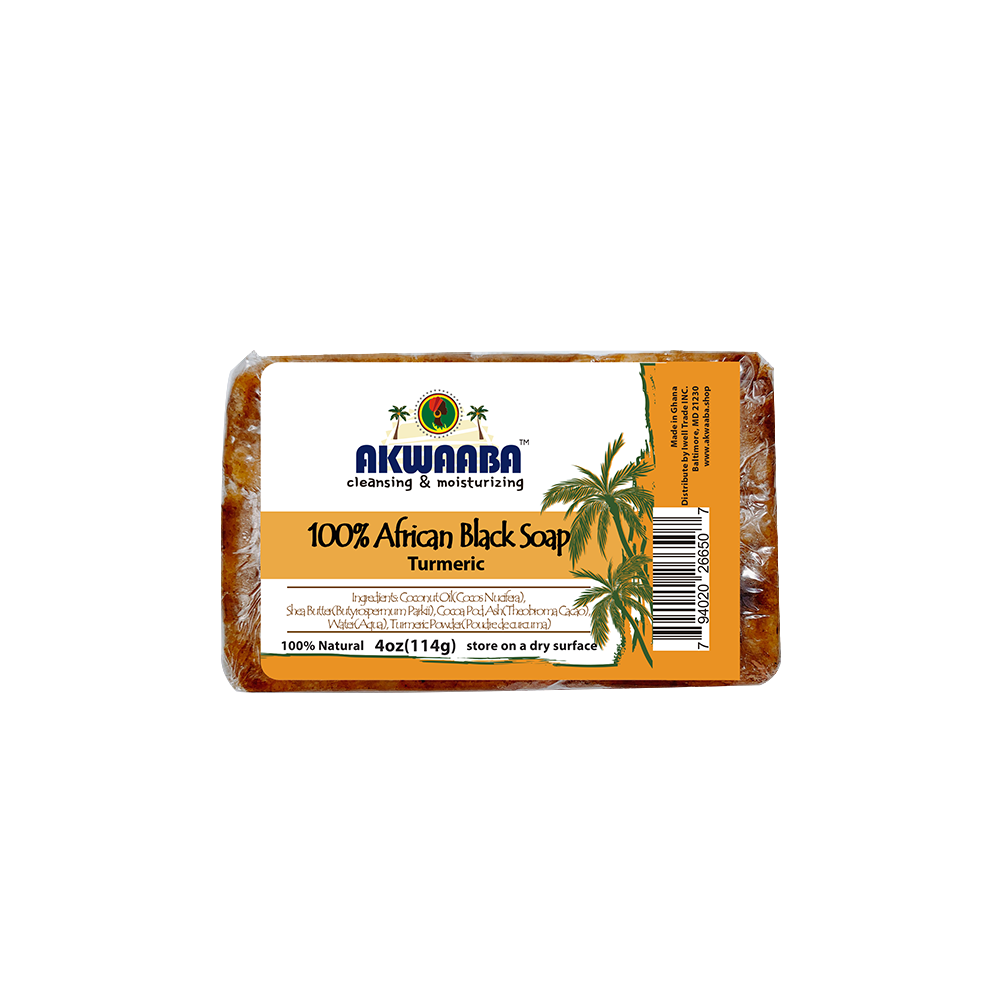 Akwaaba African Black Soap Bar (Turmeric) 4oz