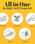 Kojic Acid Soap Bar Set (Turmeric, Rice, Papaya, Carrot, and Lemon) | 5 pcs