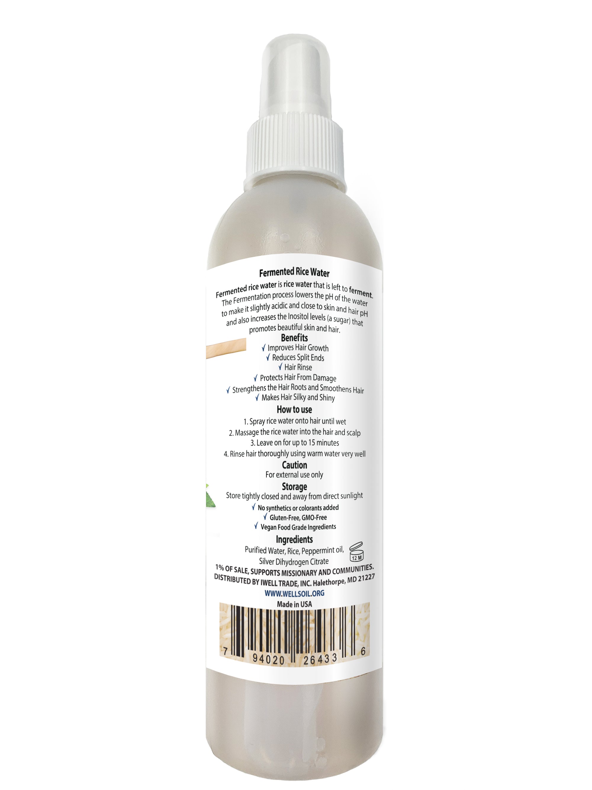 Rice Peppermint Water Spray 8oz