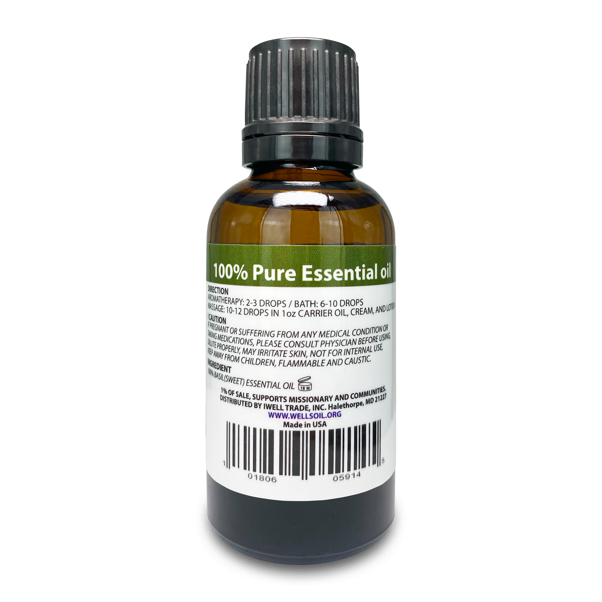 100% Pure Essential Oil 1oz Basil